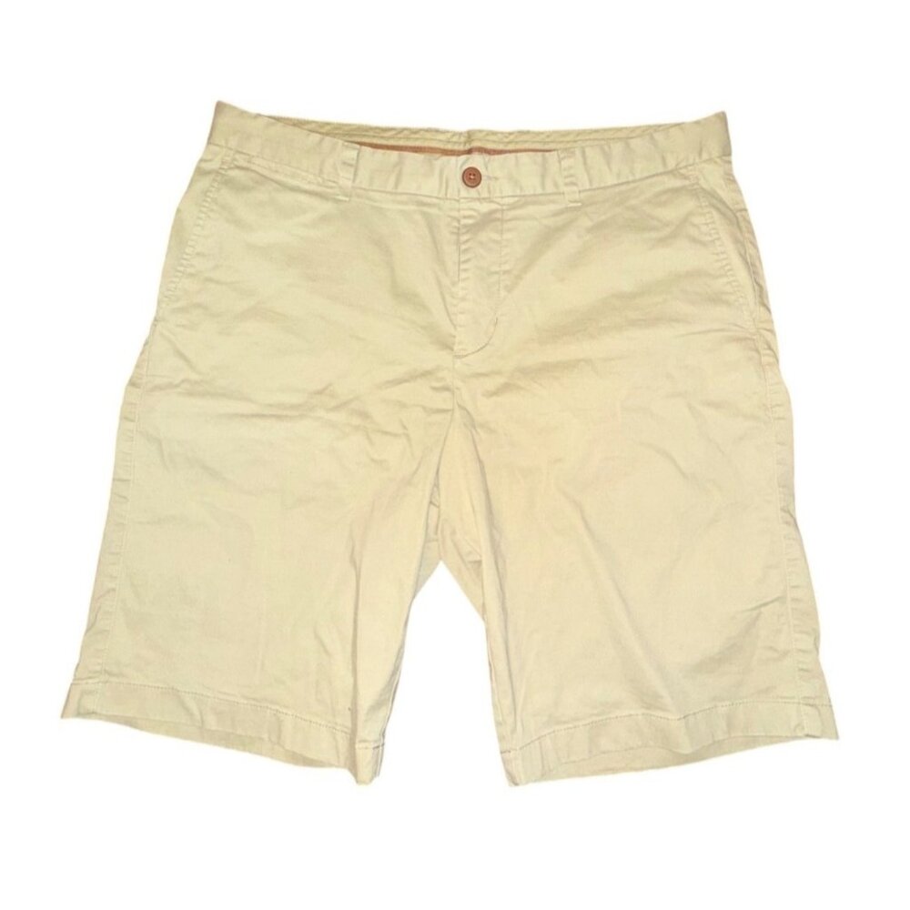 Mens Beige Chino Shorts With Button Closure & Pockets 36